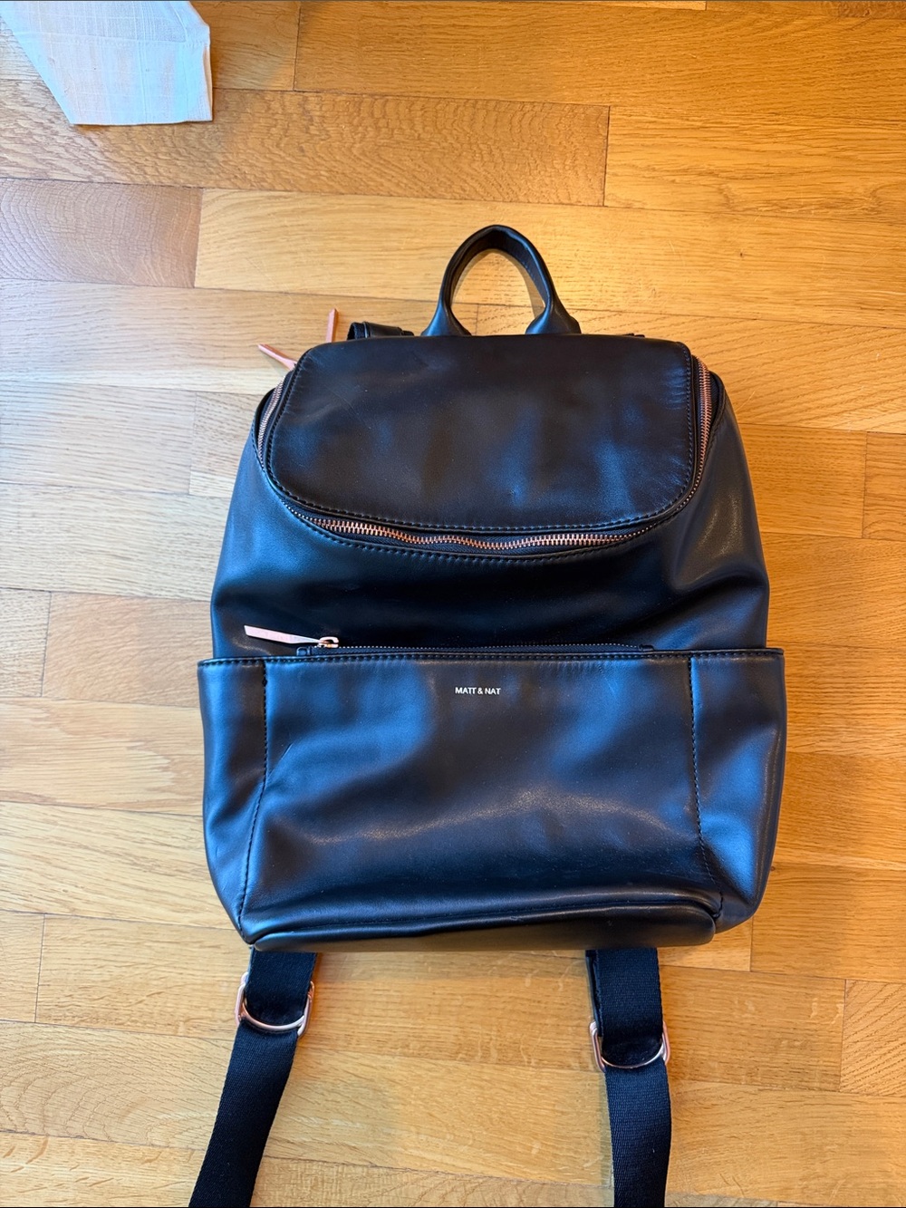 Matt & Nat BRAVE Backpack Black with Rose Gold